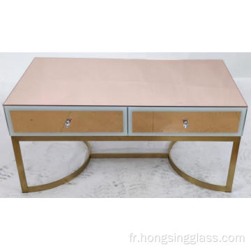 Table basse MDF à jambe en métal en or rose en or rose